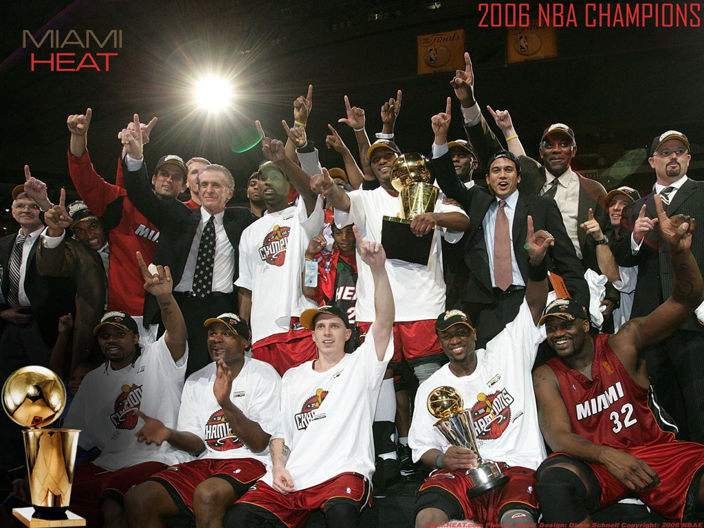 O Miami Heat, campeão na temporada 2005/06, não contava com nenhum estrangeiro em seu elenco. (Foto: NBAE)