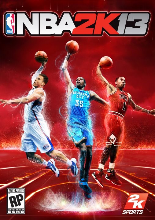 A capa do NBA2k13 traz Blake Griffin, Kevin Durant e Derrick Rose juntos